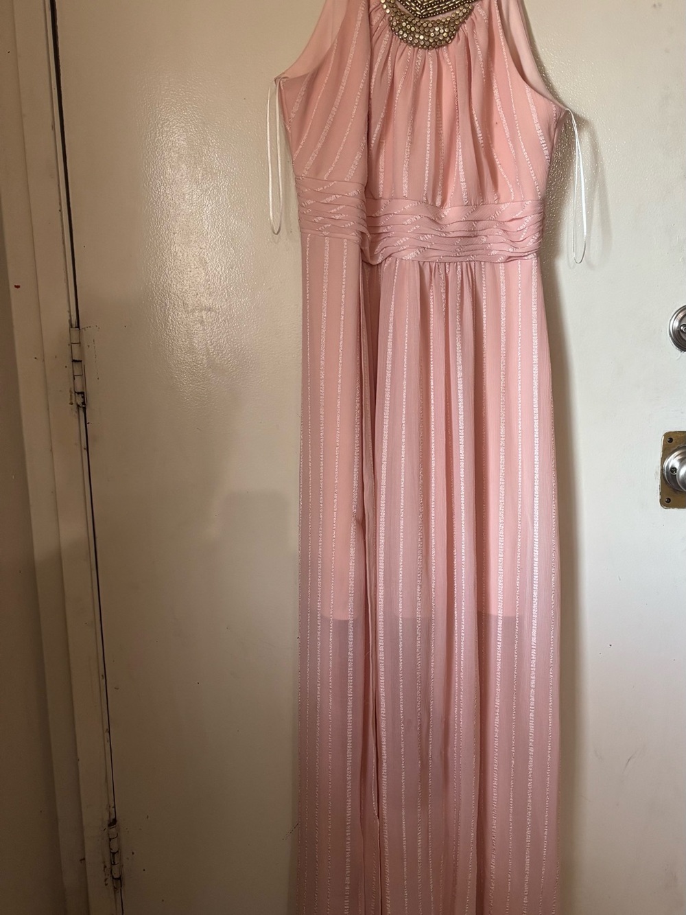 Melrose and Market Blush Pink Beaded Halter Maxi Dress